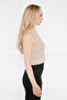 Crew Neck Beige Crop Corduroy Blouse - 3