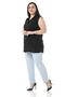 Plus Size Baby Blue Trousers with Elastic Waist and Side Zipper and Slits on the Leg - 4