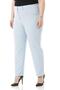 Plus Size Baby Blue Trousers with Elastic Waist and Side Zipper and Slits on the Leg - 5