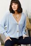 Women's Baby Blue Buttoned Knit Cardigan HRK-19000097