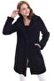 Women's Black Pocket Lined Plush Boucle Coat - 3