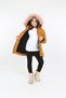 Girl's Yellow Colored Removable Hooded Puffer Coat - 4