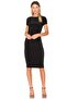 Women's Black Short Sleeve Gathered Silk Jersey Dress