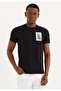 100% Organic Cotton Black Crew Neck-printed T-shirt