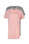 Gri-Pembe 2'li Paket Yırtmaç Detaylı Bisiklet Yaka Kısa Kollu Basic Örme İçlik T-Shirt TCTSS21UK0009 - 8