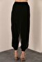 Women's Black Chiffon Detailed Elastic Leg Shalwar Trousers - 5