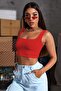 Women's Red Strappy Crop Top Blouse