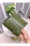 Genuine Leather Men's Green Color 2022 with Phone Compartment and Saraciye Stitching - 6