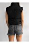 Women's Black Short Cropped Puffer Vest Ylk0034 - 3