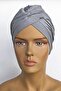 Aura Ready Turban Bonnet Combed Gray Cross Banded Women's Hijab Bonnet Hijab Outer Bonnet - 3