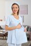 Maternity Pregnant 1072 Blue Maternity Pajama Set with Hidden Breastfeeding Feature - 3