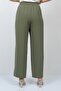 Women's Khaki Crepe Fabric Straight Cut Summer Elastic Large Size Trousers - 3