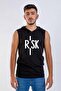 Unisex Black Printed Hooded Sleeveless T-shirt
