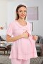 Maternity Pregnant 1072 Blue Maternity Pajama Set with Hidden Breastfeeding Feature - 2