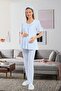 Maternity Pregnant 1072 Blue Maternity Pajama Set with Hidden Breastfeeding Feature - 6
