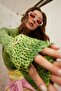 Women's Green Leopard Patterned Half Fisherman Crop Blouse - 2