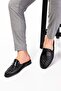 Men's Genuine Leather Knitted Pattern Groom House Slippers Kayaş.102 - Black - 42