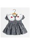 Piti Cherry Short Sleeve Girl's Checked Scallop Embroidered Cotton Black Cherry Dress Cherry Dress - 4