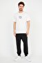 Men's Ecru Cloud Printed Crew Neck Oversize Cotton T-Shirt - 5