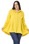 Large Size Bag Pocket, Pleated Front and Back, Wide Cuffs, Long Back Yellow Muslin Shirt - 5