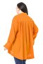 Large Size Bag Pocket, Pleated Front and Back, Wide Cuffs, Long Back Orange Muslin Shirt - 6