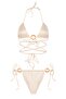 Cream Bikini Set with Ring Buckle Detail - 5