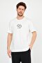Men's Ecru Cloud Printed Crew Neck Oversize Cotton T-Shirt