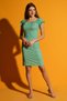 Women's Green Wide Collar Sleeve Detailed Patterned Midi Length Knitted Dress - 3