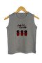 Children's Gray Melange Knitted Sleeveless T-shirt Squid Game Digital Printed