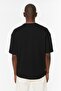 Unisex Siyah Oversize/Geniş Kesim Kısa Kollu Dokulu Basic T-shirt TMNSS22TS00049 - 4
