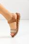 Tan Straw Patterned Ethnic Women's Sandals - 4