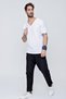 Men's V-Neck Loose Fit Cotton Thin Knitwear T-shirt White 22sm204 - 2