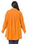 Large Size Bag Pocket, Pleated Front and Back, Wide Cuffs, Long Back Orange Muslin Shirt - 3
