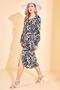 Women's Black Square Collar Patterned Dress 2YZK6-12690-02 - 3