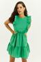 Women's Green Waist Low-Rise Flounce Mini Dress SF1523 - 5
