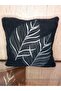 Embroidered Throw Pillow Cover Leaf Model Embroidered Piping