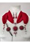 Crystal And Sand Bead Embroidered Evil Eye Prayer Necklace Bracelet Ring And Earring Set