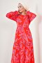 2145 Patterned Hijab Dress - Red - 4