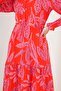 2145 Patterned Hijab Dress - Red - 5
