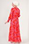 2145 Patterned Hijab Dress - Red - 6