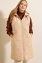 5140 Hooded Long Puffer Vest - Beige - 3