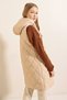 5140 Hooded Long Puffer Vest - Beige - 8
