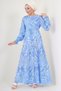2145 Rochie Hijab Model - Albastru - 3
