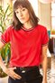 Women's Red Sleeve and Collar Detailed T-Shirt TSH-19000562