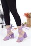 Lilac Towel Sandals - Flexible, Soft, High Heels, Ankle Lace-Up Women's Shoes 132 - 5