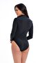 Zippered Long Sleeve Swimming Swimsuit 3350 Black - 5
