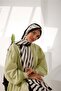 Women's Medina Silk Shawl Symmetrical Pattern Black - White - 3