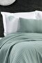 6 Piece Elastic Sheet and Embroidered Terra Double Water Green Cotton Pique Set - 2