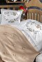 5 Piece 100% Cotton, 3D Flower and Bird Patterned Cemre Beige Baby Duvet Cover Set - 2