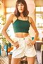 Women's Ecru Pocket High Waist Mom Denim Shorts SHIRT-19000037 - 2
